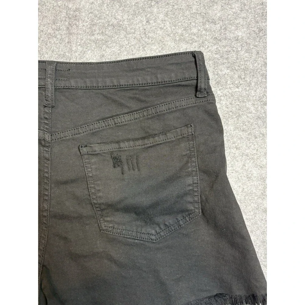 KUT from the Kloth Jane Long Short High Rise Cut Off Denim Shorts Black Size 8